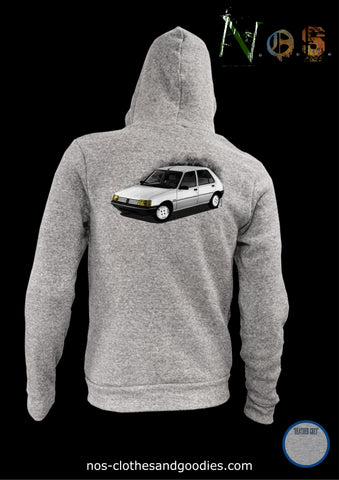 unisex hooded zip sweatshirt Peugeot 205 junior white