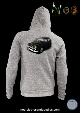 unisex hooded zip sweatshirt Peugeot 403 station wagon