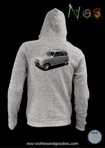 unisex hooded zip sweatshirt Renault 4L light blue 1964
